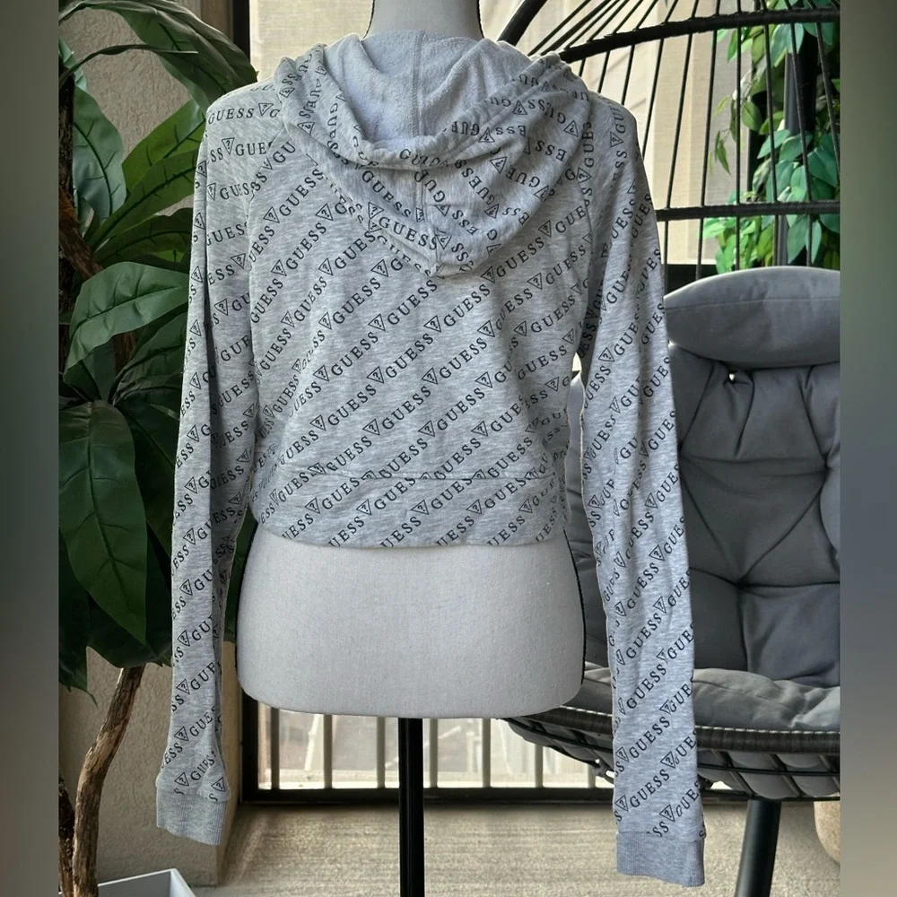 GUESS Gray Crop Graphic Hoodie - Picture 3 of 7